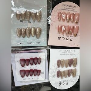 Press On Nails Size Small 4 Sets of 10 Neutral Almond Nails